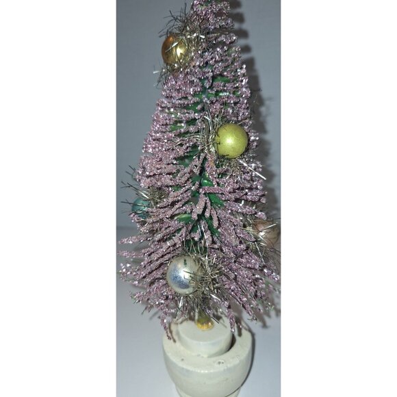 vintage 10 inch pink glitter bottle brush tree mercury ornaments - Picture 10 of 16